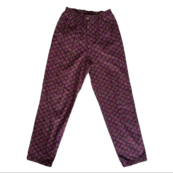 Vintage LL Bean Funky Purple Casual Pants Elastic Waist 80s USA Women’s Petite M - Picture 1 of 4